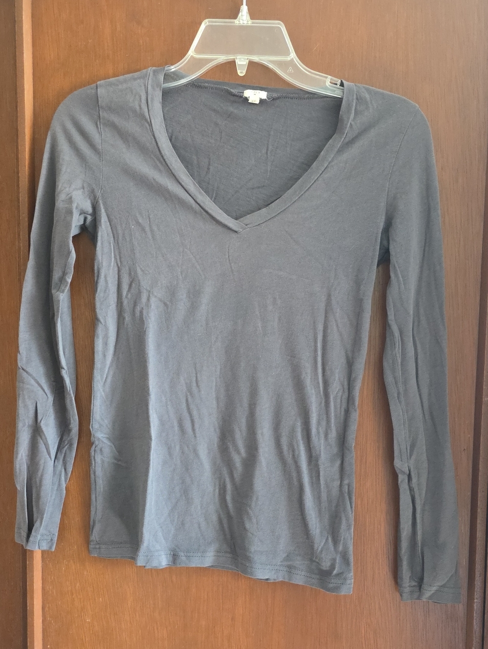 J. Crew Women's Long Sleeve V-Neck Top - Charcoal Gray Sz Xs
